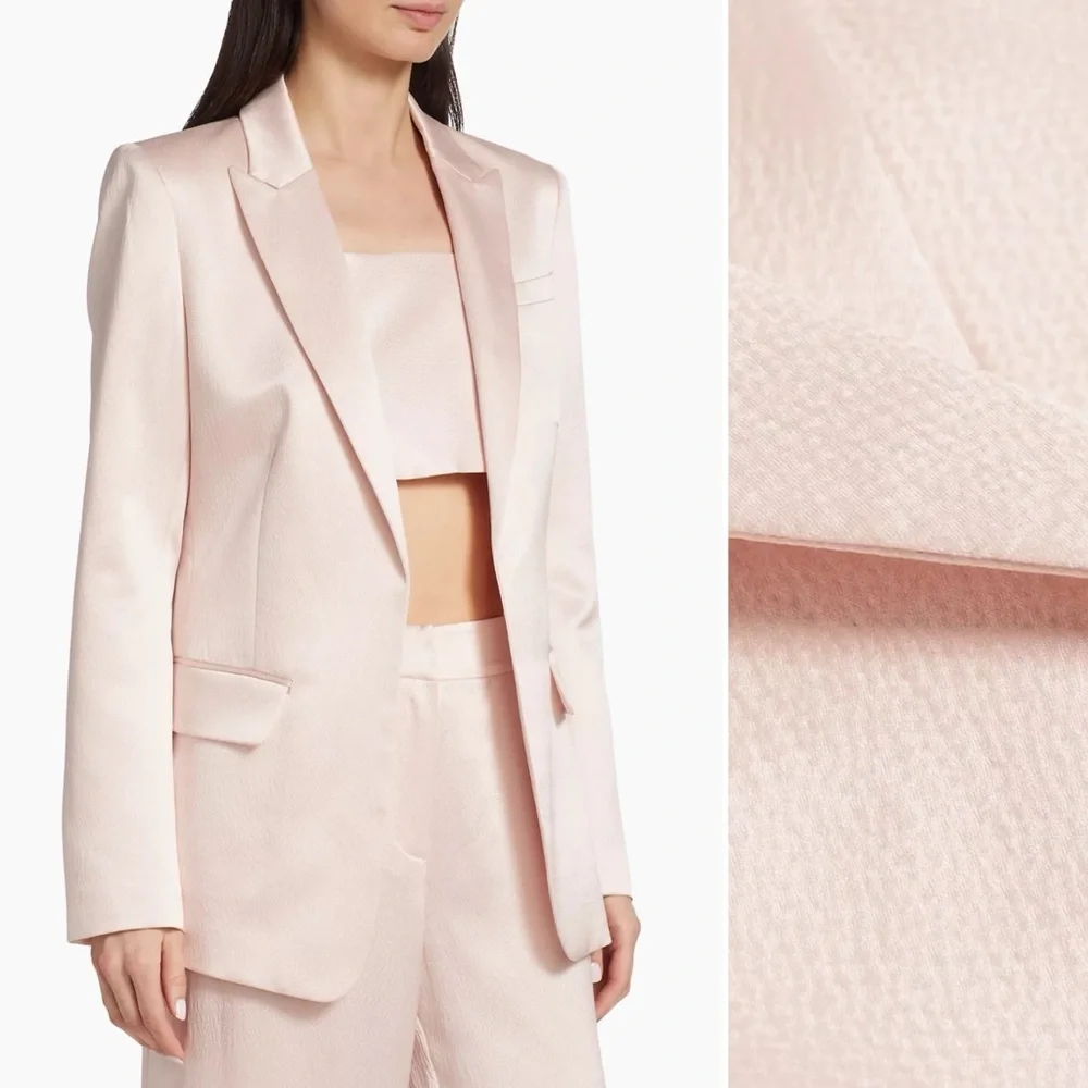 LoveShackFancy Gaston Silk Blazer, Macchiato, size 4 NWT